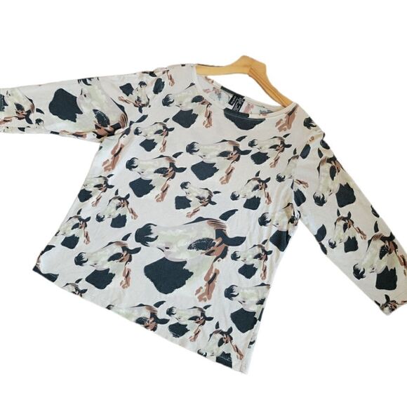 Lynn Ritchie Silk Blend Horse Animal Print Print 3/4 Sleeve Top XL - Picture 2 of 10